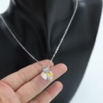 ⁦سلسال  فضي بتصميم قلب مع فراشة زركون⁩ - الصورة ⁦2⁩