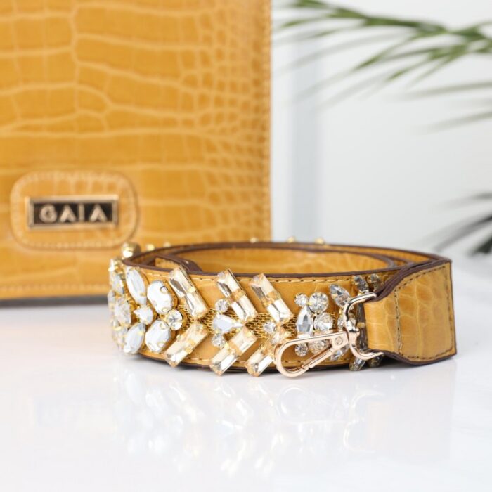 ⁦شنطة جلد ماركة GAIA للنساء لون كموني⁩ - الصورة ⁦7⁩