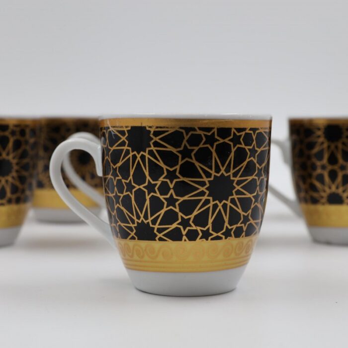 ⁦طقم فناجين قهوة عدد 12 لون أبيض بنقشة ذهبية وأسود سعة 120 مل⁩ - الصورة ⁦8⁩