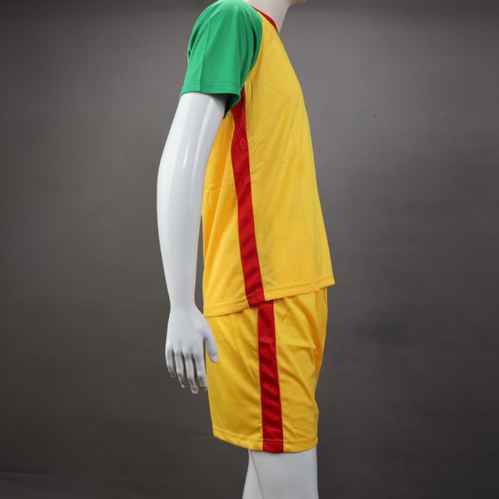 ⁦طقم رياضي (تيشيرت وشورت) للشباب لون أصفر وأحمر وأخضر⁩ - الصورة ⁦3⁩