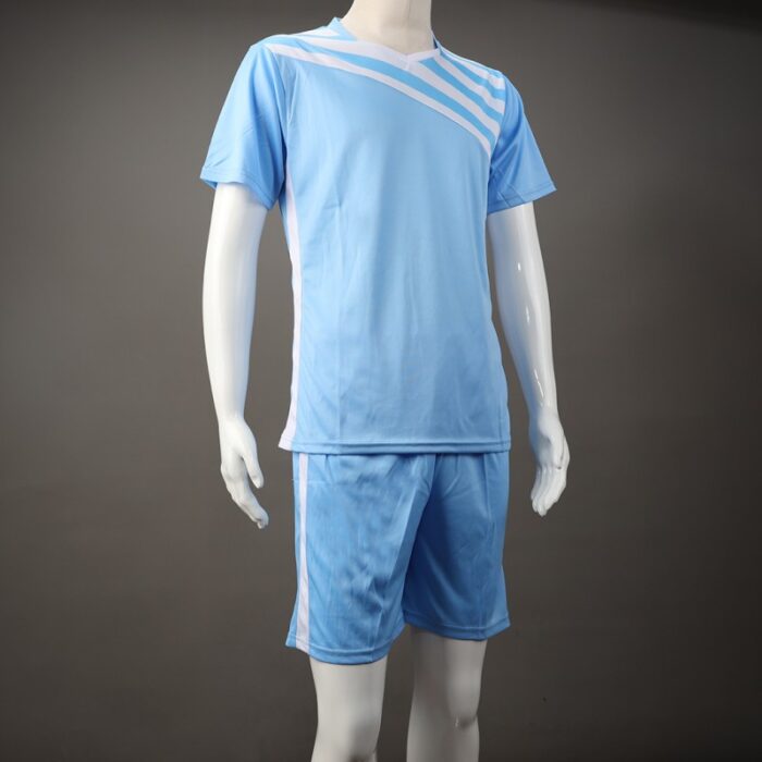 ⁦طقم رياضي (تيشيرت وشورت) للشباب لون أزرق وأبيض⁩ - الصورة ⁦8⁩