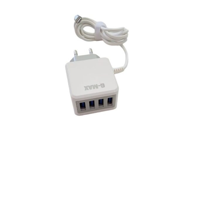 ⁦عظمة شاحن 4 مخارج USB مع سلك G-Max- شحن سريع 3 أمبير- متوافق مع الايفون⁩ - الصورة ⁦3⁩