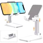 ⁦حامل للهاتف المحمول والكمبيوتر اللوحي قابل للتعديل / حامل هاتف مكتبي - لون أسود/ أبيض⁩ - الصورة ⁦4⁩