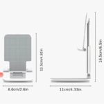 ⁦حامل للهاتف المحمول والكمبيوتر اللوحي قابل للتعديل / حامل هاتف مكتبي - لون أسود/ أبيض⁩ - الصورة ⁦9⁩