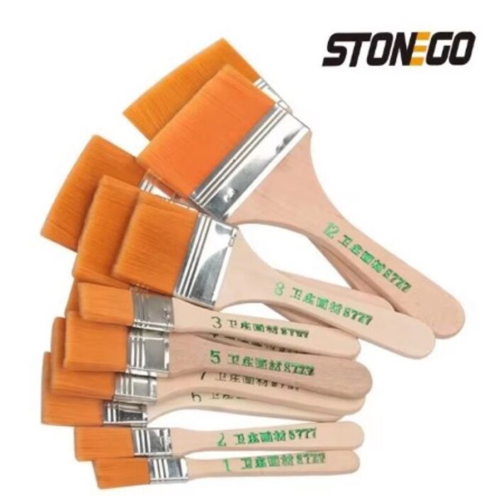 ⁦فرشاة طلاء ذات يد خشبي للرسم الزيتي ، مناسبة للرسم، مجموعة مكونة من 12 فرشاة بأحجام مختلفة⁩ - الصورة ⁦5⁩