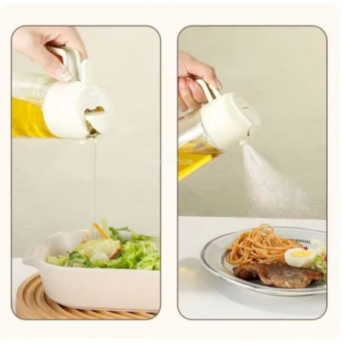 10337405_67dc5f42d302e قنينة مطرة بخاخ زيت خفيفة الوزن ثنائي الوظيفة ( بخاخ وصبّ) مصنوعة من البلاستيك القوي آمنة غذائيا للتحكم في كمية الزيت في الطعام حجم كبير 500 مللي - الصورة 1