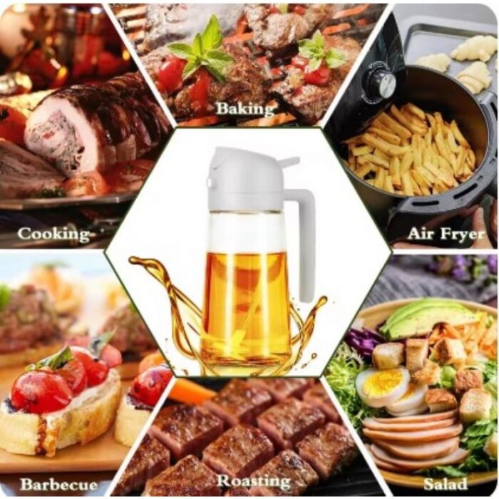 ⁦قنينة مطرة بخاخ زيت خفيفة الوزن ثنائي الوظيفة ( بخاخ وصبّ) مصنوعة من البلاستيك القوي آمنة غذائيا للتحكم في كمية الزيت في الطعام حجم كبير 500 مللي⁩ - الصورة ⁦9⁩