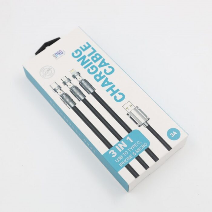 ⁦كابل شحن 3 مخارج ميكرو ايفون type c⁩ - الصورة ⁦2⁩