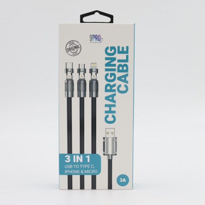 ⁦كابل شحن 3 مخارج ميكرو ايفون type c⁩ - الصورة ⁦4⁩