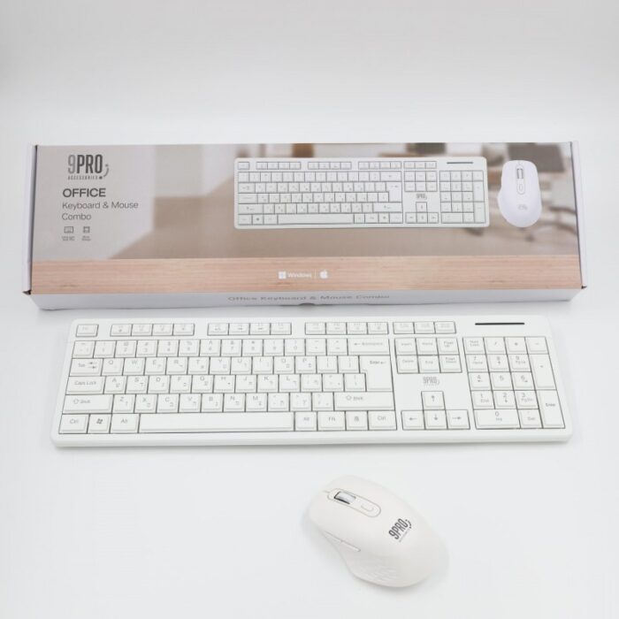 ⁦طقم ماوس لاسلكي مع كيبورد يعمل بالشحن من 9 برو لون ابيض⁩ - الصورة ⁦2⁩
