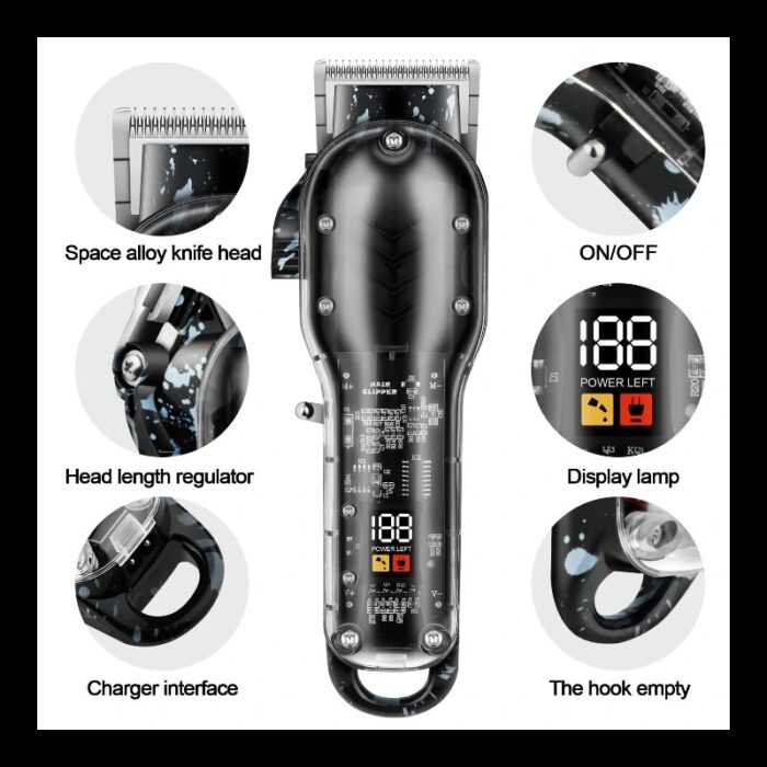 ⁦ماكينة قص الشعر الاحترافية الشفافة⁩ - الصورة ⁦2⁩