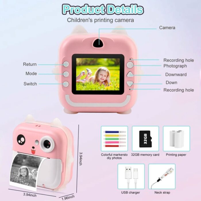 ⁦كاميرا للطباعه الفورية لون زهري⁩ - الصورة ⁦9⁩