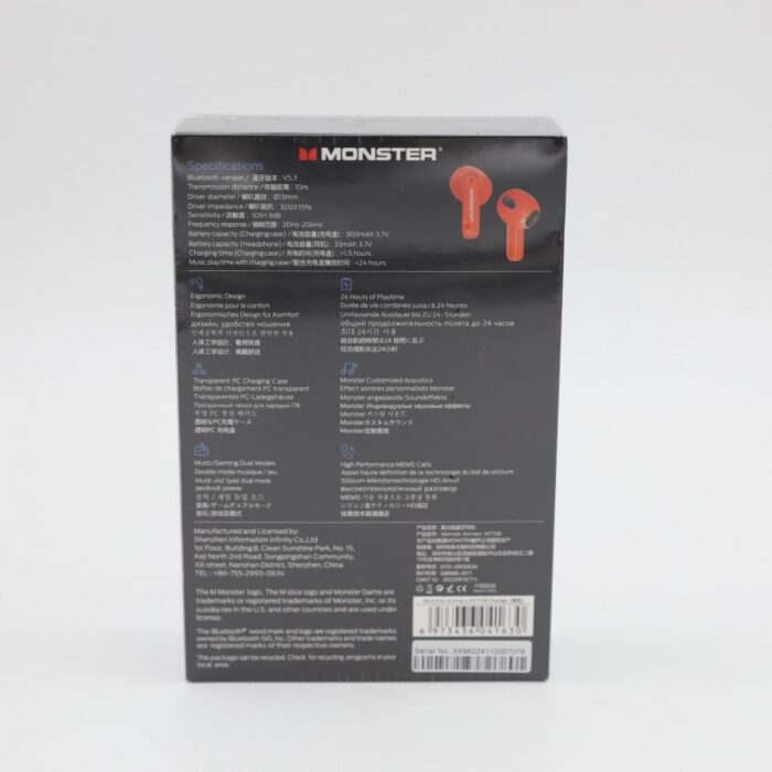 ⁦سماعات اذن لاسلكي برتقاليTWS MONSTER XKT08⁩ - الصورة ⁦4⁩