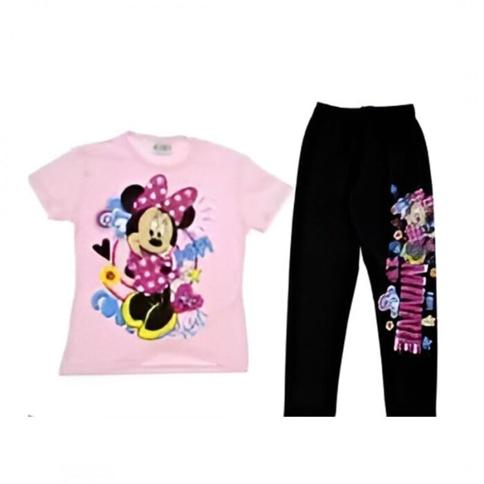 103374461_67dc5fe48af77 طقم بناتي صيفي (تيشيرت وبنطلون) بطاعة ميكي ماوس للأطفال لون زهري بارد وأسود - الصورة 1