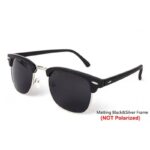 نظارة شمسية للجنسين لون أسود وفضي بتصميم مربع