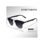 ⁦نظارة شمسية للجنسين لون أسود وفضي بتصميم مربع⁩ - الصورة ⁦3⁩