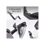 ⁦نظارة شمسية للجنسين لون أسود وفضي بتصميم مربع⁩ - الصورة ⁦4⁩