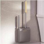 طقم فراشي لتنظيف المرحاض لون رمادي غامق