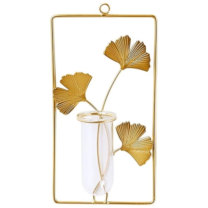 103374567_67dc6082912aa جدارية تعليق معدنية بتصميم مزهرية وورد على شكل مستطيل لون ذهبي - الصورة 1