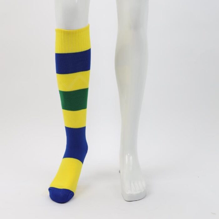 ⁦جوارب كرة قدم رياضية طويلة للشباب لون أصفر وأزرق وأخضر⁩ - الصورة ⁦8⁩
