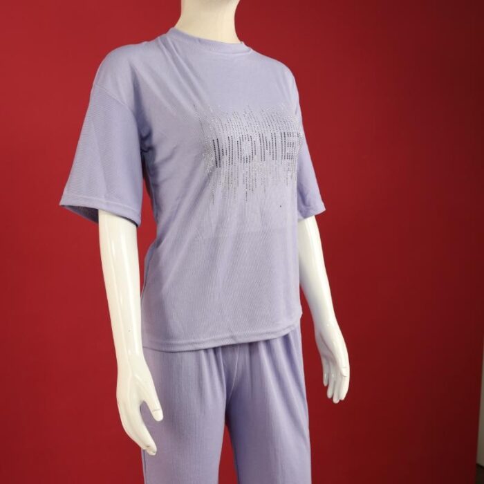 ⁦بجامة نص كم للنساء لون بنفسجي فاتح⁩ - الصورة ⁦3⁩