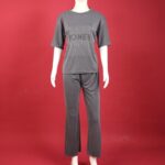 ⁦بجامة نص كم للنساء لون سكني غامق⁩ - الصورة ⁦2⁩