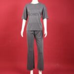 ⁦بجامة نص كم للنساء لون سكني غامق⁩ - الصورة ⁦3⁩