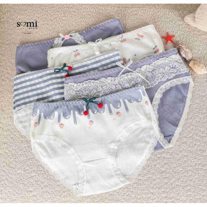 103374704_67dc61b72cf71 طقم داخلي خصر عالي (5 قطع) للنساء ألوان مختلفة - الصورة 1