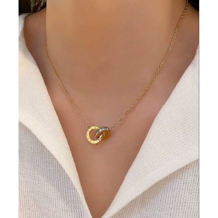 103374740_67dc61d035a14 سلسال بتصميم دائري مرصع بزركون أبيض - الصورة 1