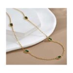 سلسال مع خرز أخضر مربع ناعم