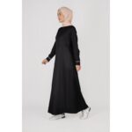 ⁦جلباب بسحاب للنساء لون أسود⁩ - الصورة ⁦4⁩