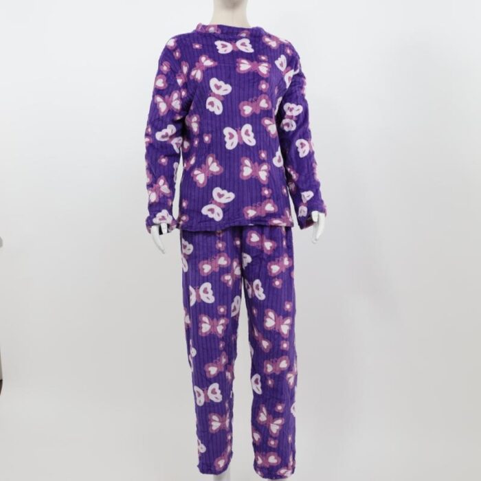 ⁦بيجامة صوف للنساء لون بنفسجي بتصميم فراشة⁩ - الصورة ⁦5⁩