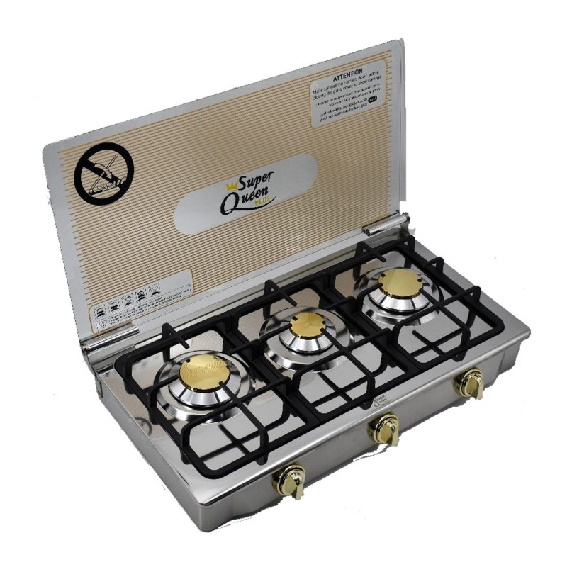 ⁦طباخ غاز ستالنس 3 عيون نحاس من سوبر كوين⁩ - الصورة ⁦1⁩