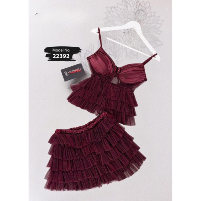 103375036_67dc63985e409 طقم لانجري لون عنابي One Size - الصورة 1