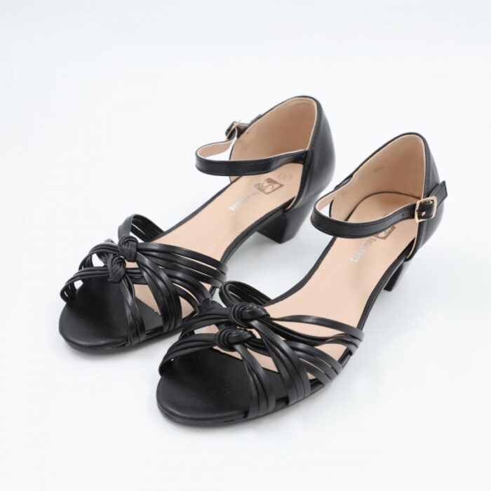 ⁦صندل بكعب للنساء لون أسود⁩ - الصورة ⁦6⁩