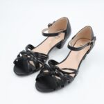 ⁦صندل بكعب للنساء لون أسود⁩ - الصورة ⁦7⁩