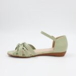 ⁦صندل بكعب للنساء لون أخضر وبيج⁩ - الصورة ⁦2⁩