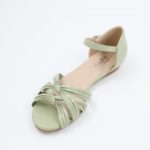 ⁦صندل بكعب للنساء لون أخضر وبيج⁩ - الصورة ⁦3⁩