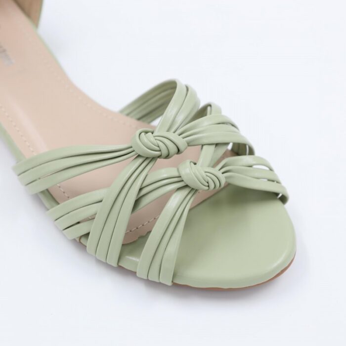 ⁦صندل بكعب للنساء لون أخضر وبيج⁩ - الصورة ⁦9⁩