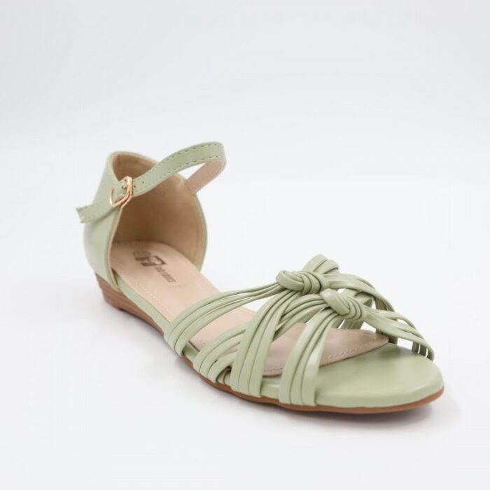 ⁦صندل بكعب للنساء لون أخضر وبيج⁩ - الصورة ⁦11⁩