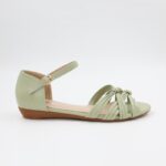 ⁦صندل بكعب للنساء لون أخضر وبيج⁩ - الصورة ⁦12⁩