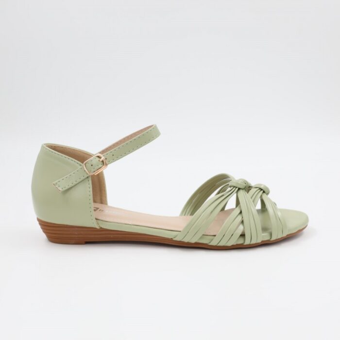 ⁦صندل بكعب للنساء لون أخضر وبيج⁩ - الصورة ⁦12⁩