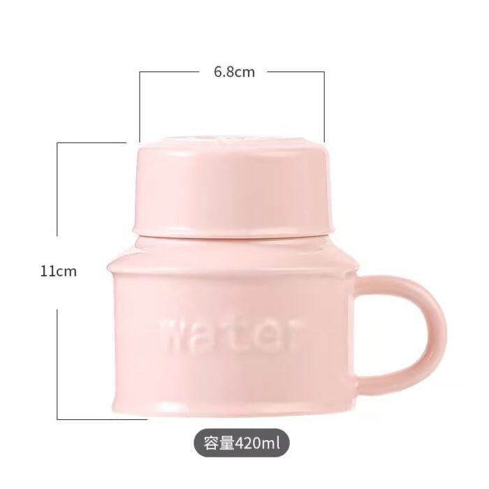 ⁦مج (كوب ) مع غطاء لون زهري بتصميم Water⁩ - الصورة ⁦8⁩