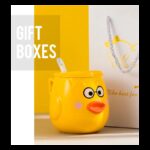 ⁦مج (كوب ) مع غطاء وملعقة لون أصفر بتصميم بطة⁩ - الصورة ⁦5⁩