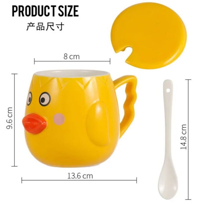 ⁦مج (كوب ) مع غطاء وملعقة لون أصفر بتصميم بطة⁩ - الصورة ⁦7⁩