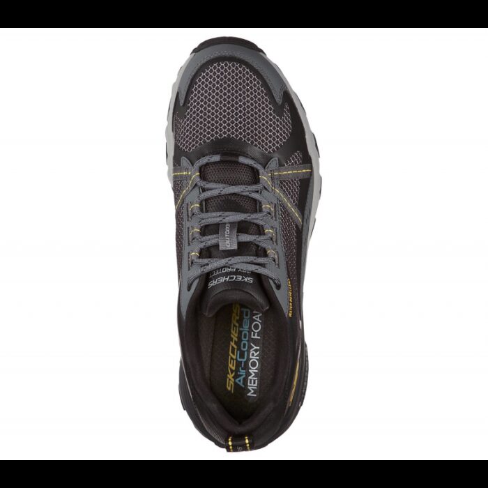 ⁦Skechers Men's Max Protect Shoes - حذاء سكيتشرز ماكس بروتيكت للرجال لون أسود ورمادي وأصفر⁩ - الصورة ⁦3⁩