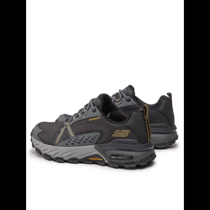 ⁦Skechers Men's Max Protect Shoes - حذاء سكيتشرز ماكس بروتيكت للرجال لون أسود ورمادي وأصفر⁩ - الصورة ⁦7⁩