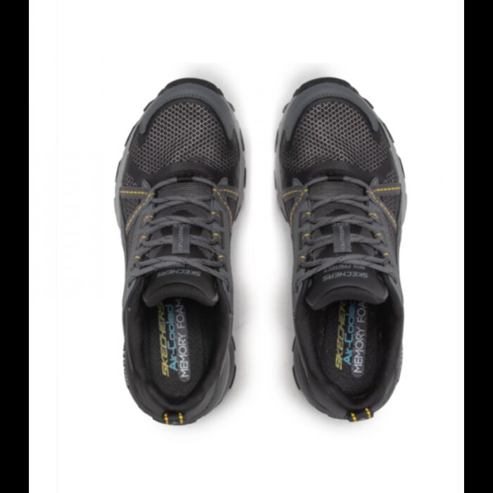 ⁦Skechers Men's Max Protect Shoes - حذاء سكيتشرز ماكس بروتيكت للرجال لون أسود ورمادي وأصفر⁩ - الصورة ⁦9⁩