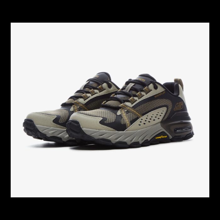 ⁦Skechers Men's Max Protect Shoes -  حذاء سكيتشرز ماكس بروتيكت للرجال لون بيج فاتح وأسود وزيتي⁩ - الصورة ⁦7⁩