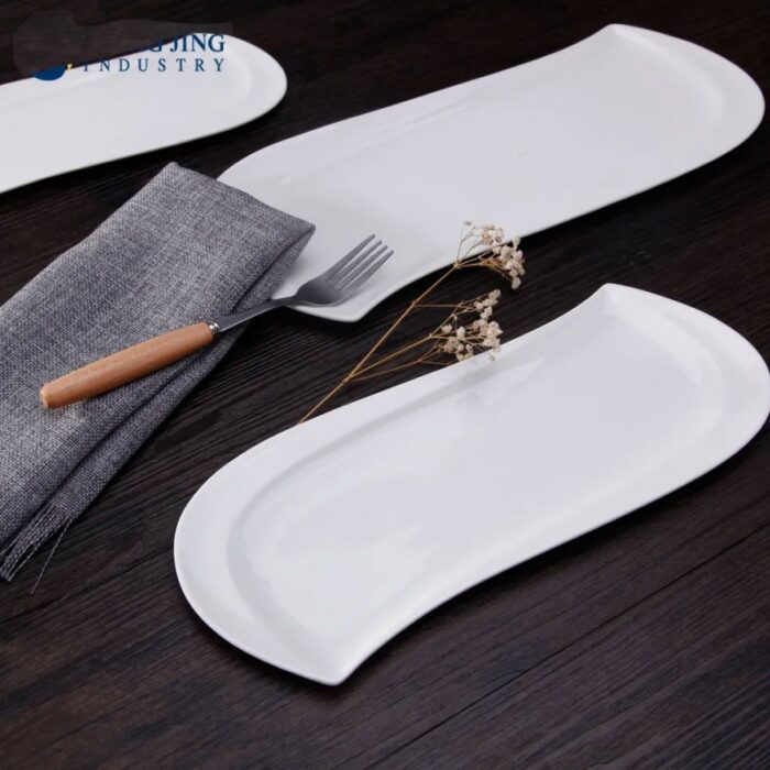 ⁦جاط بورسلان بتصميم شبه مستطيل حجم 36×13 سم لون أبيض⁩ - الصورة ⁦2⁩